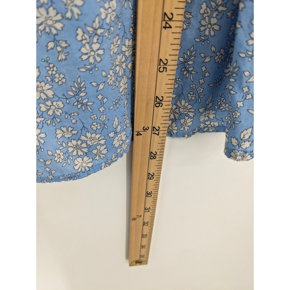 J Crew Liberty Fabric Top Womens 18 Blue Floral Slim Fit Button Down Long Sleeve - Picture 8 of 9